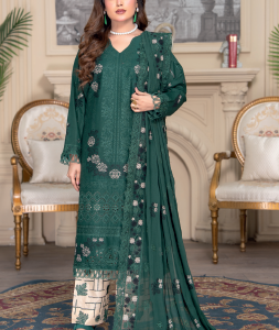 Three-Piece Lawn & Chiffon Embroidered Suit – Graceful & Elegant